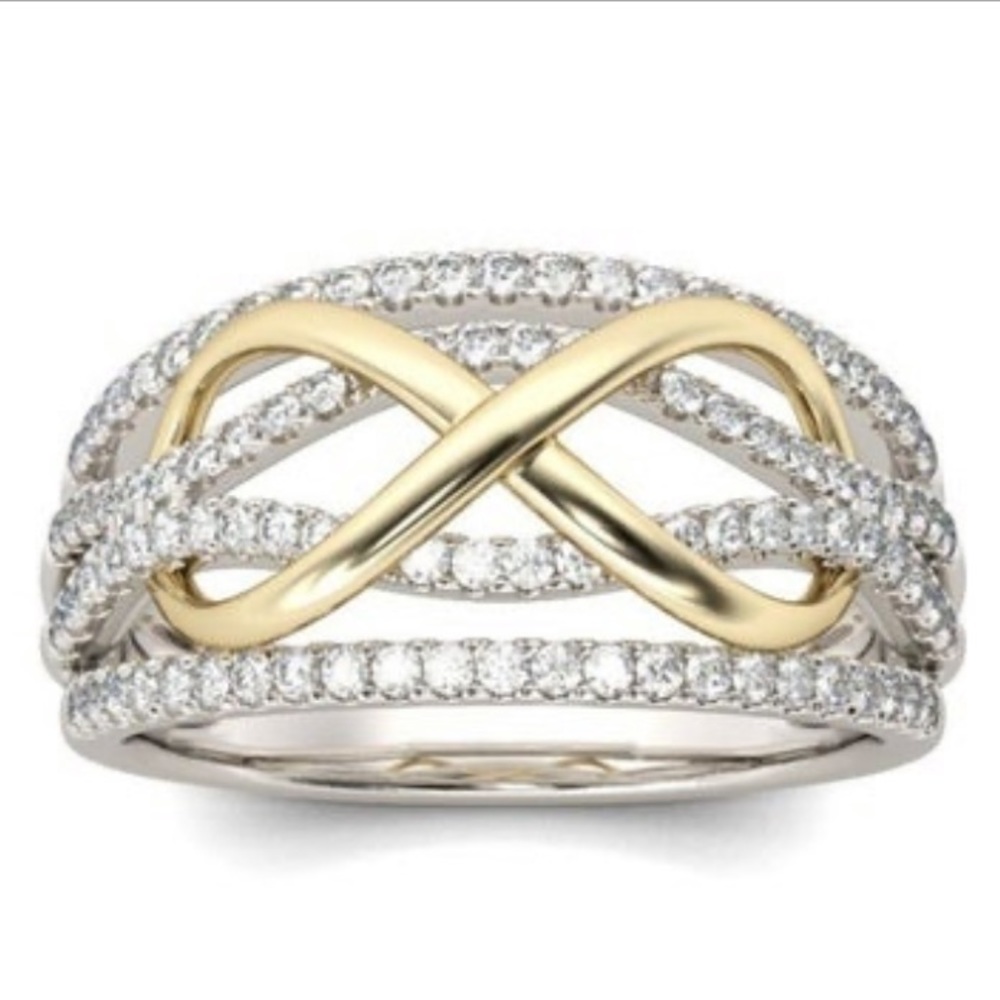 Delicate White Gold Plated Infinity Ring Sz 7 NWOT - Picture 2 of 8